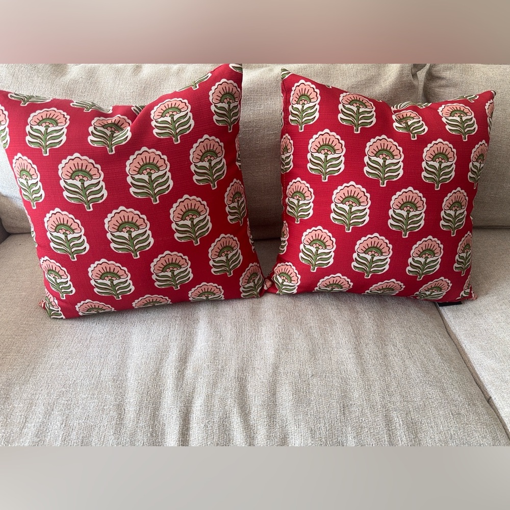 Red and Pink Floral Throw Pillows MilliHome